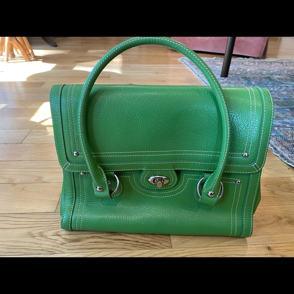 Nordstrom green leather tote bag